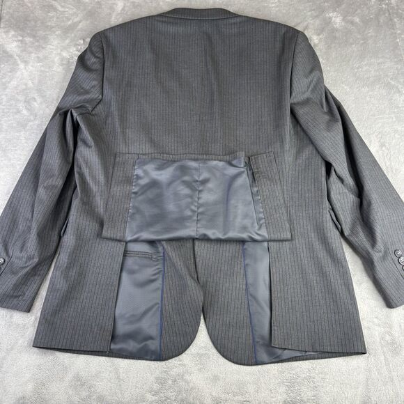 Caravelli Suit Jacket Mens 44 Long Grey Harry C 2B Slim Fit Pinstripe Blazer - Picture 3 of 15